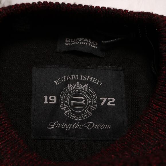 Buffalo David Bitton Textured Crewneck Sweater Heather Red Black Pullover Size S - Picture 8 of 12